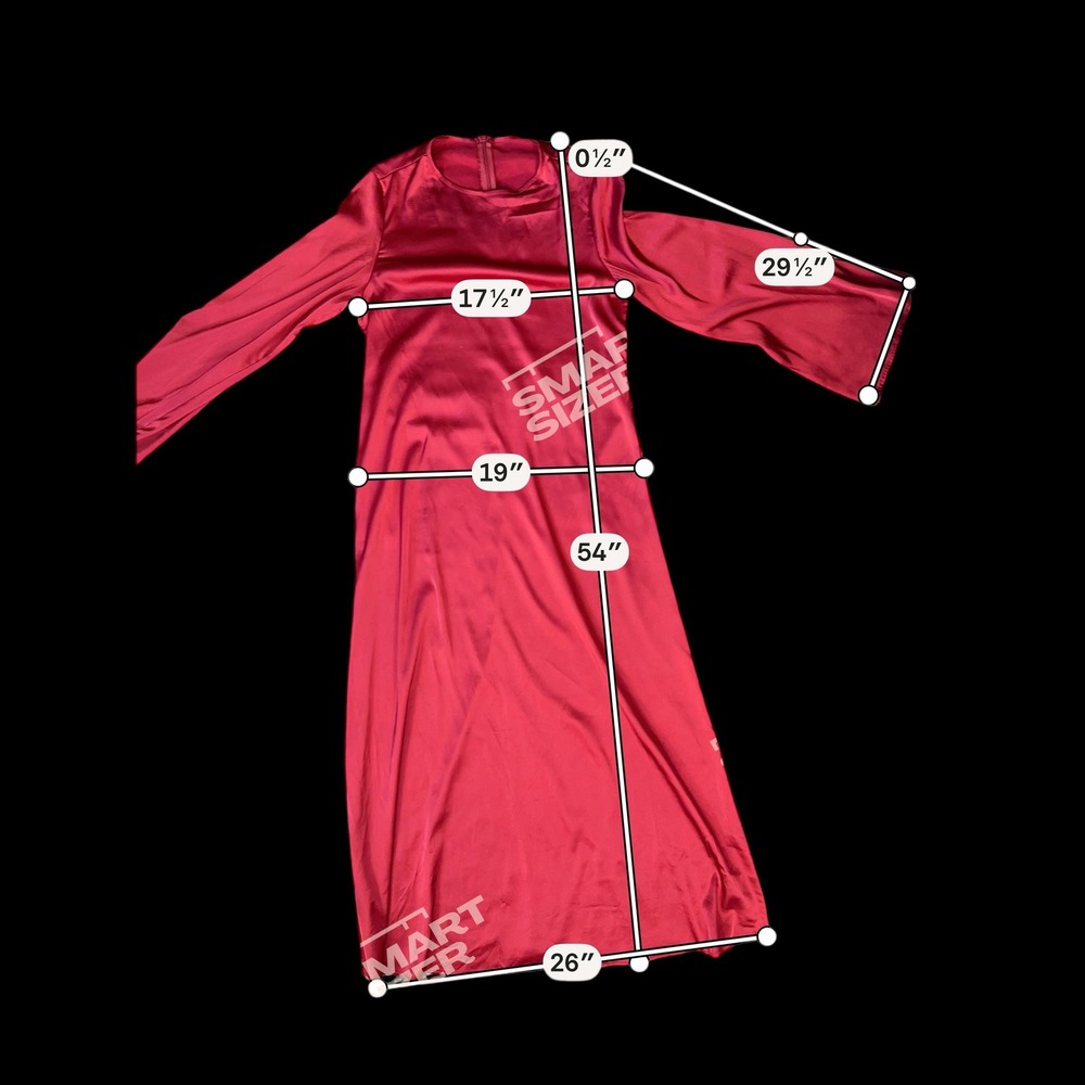 Red Satin Long Sleeve Maxi Dress Lace Up Corset Back Evening Gown Formal - Picture 9 of 9